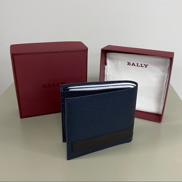 Bally Men's Leather Bi-Fold Wallet w/Stripe (Blue) - Picture 4 of 6